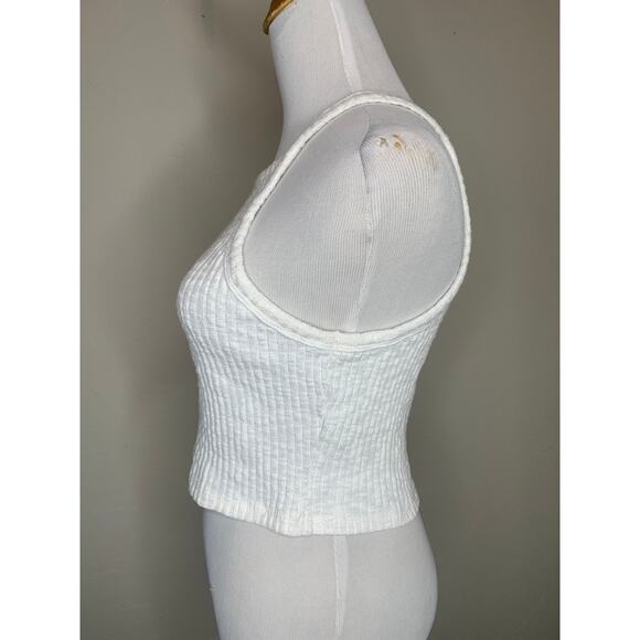 White Ribbed Camisole Crop Top Sz  Medium - Picture 3 of 8